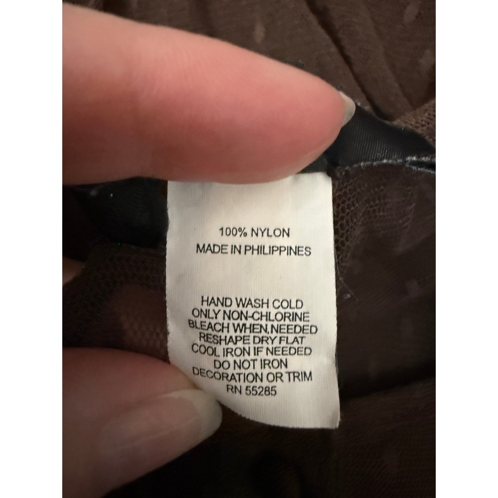 Express Vintage Y2K Brown Sheer Lace Mesh Button Front Top Size M - Picture 6 of 7